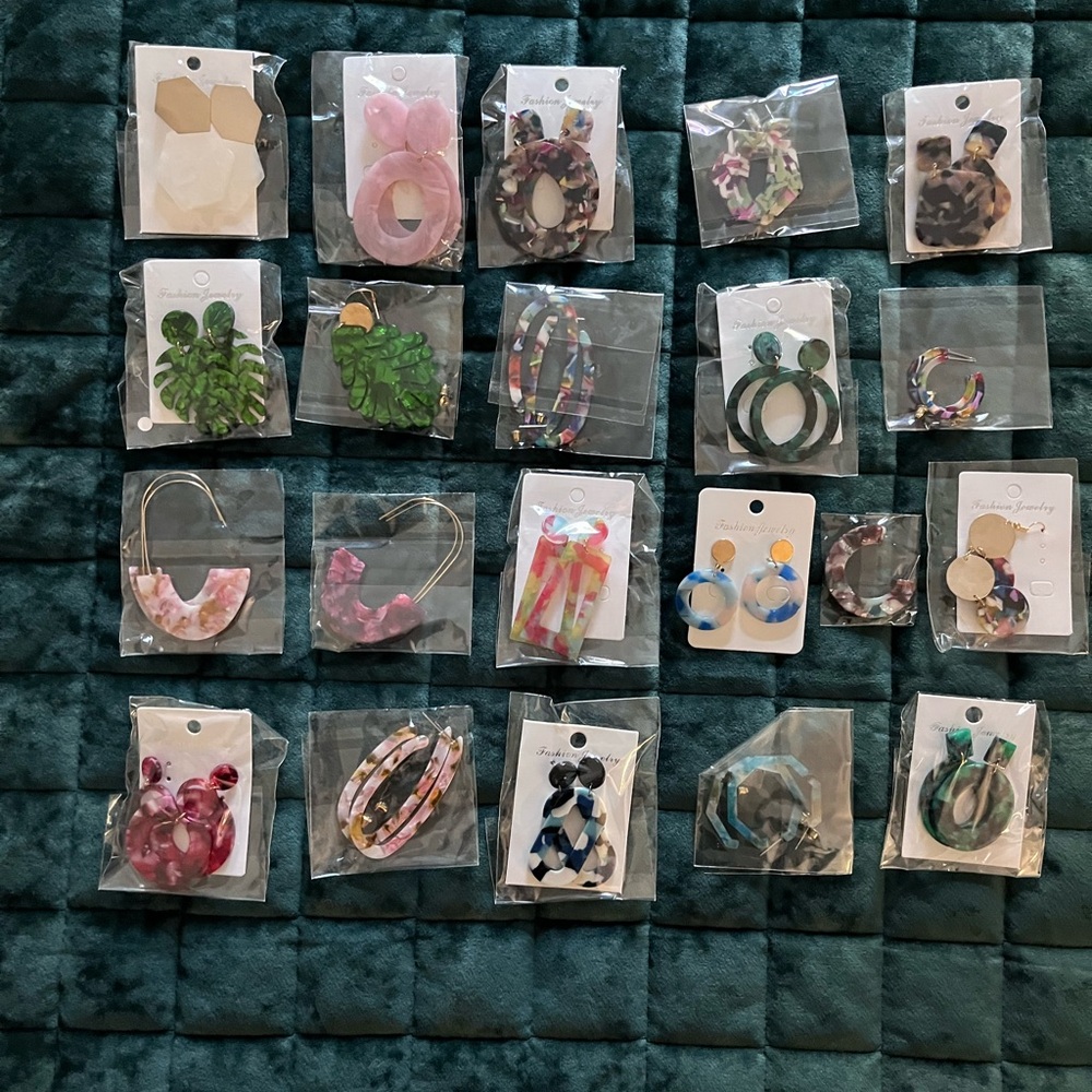 Colorful Assorted Earrings Set (21 total pairs). Never worn.